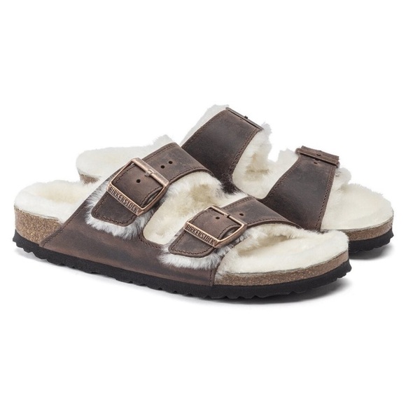 Birkenstock Arizona Leather & Shearling Sandal size EU 41 women’s 10 Men’s 8 NWT - Picture 1 of 10